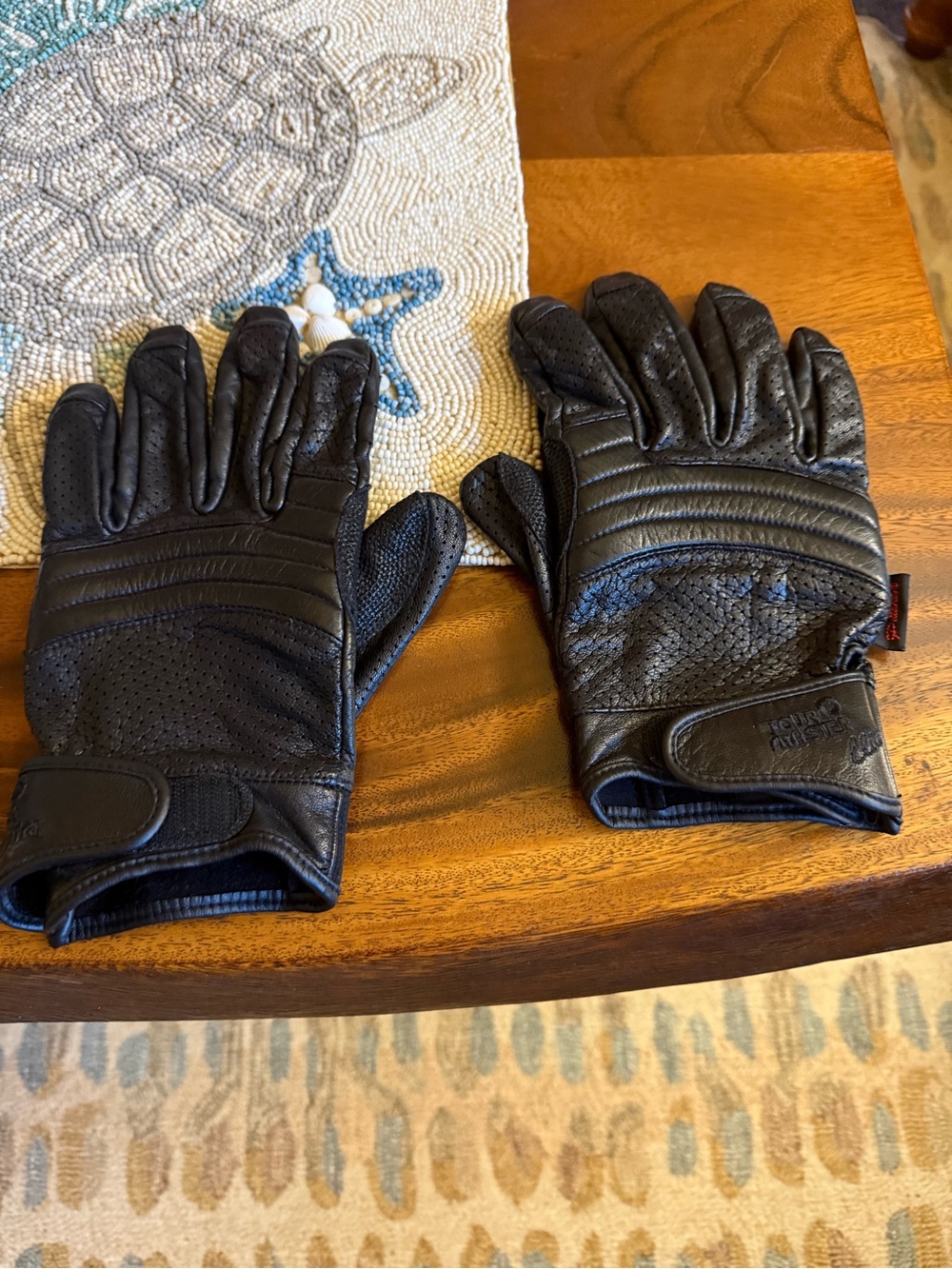 Tour Master Summer Elite Vented Black Leather Riding Gloves W/ Velcro